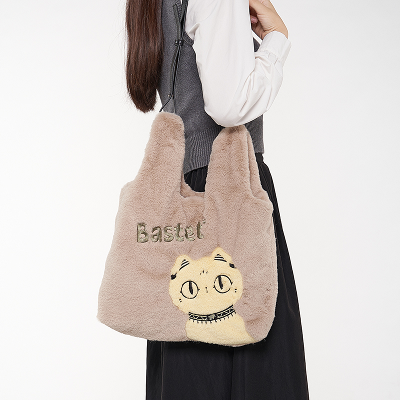 大英博物馆安德森猫毛茸茸萌猫手拎包单肩斜挎包闺蜜生日礼物女生 - 图0