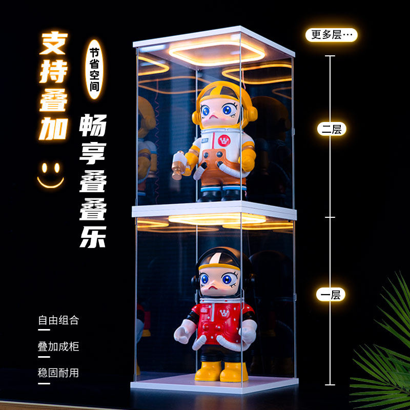 亚克力带灯展示盒子le高积木泡泡玛特大娃盒透明多尺寸防尘展示柜,淘宝优惠券,粉丝福利购,淘宝优惠卷