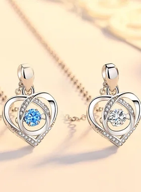 情人节镀银配饰项链s925跳动吊坠饰品心形爱心灵动水滴