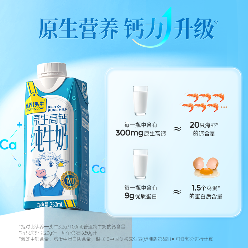 认养一头牛原生高钙纯牛奶250ml*10盒梦幻盖礼盒整箱儿童早餐牛奶 - 图0