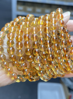晶东珠宝7A天然黄塔晶手链高冰透黄水晶净体女生蜂蜜奶盖手饰批发