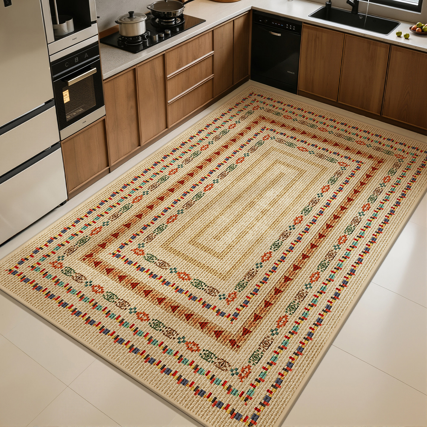 Oil-absorbent kitchen floor mat, non-slip, water-absorbent, fully covered carpet