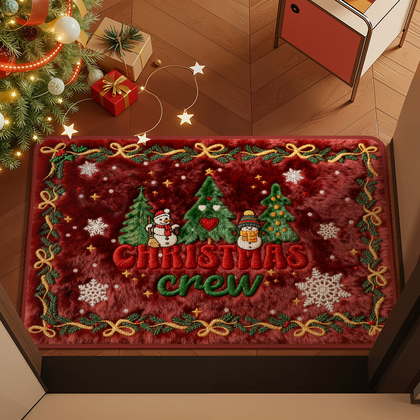 红色新年入户门地垫玄关耐脏防滑脚垫2026新款圣诞风仿亚麻地毯垫,淘宝优惠券,粉丝福利购,淘宝优惠卷