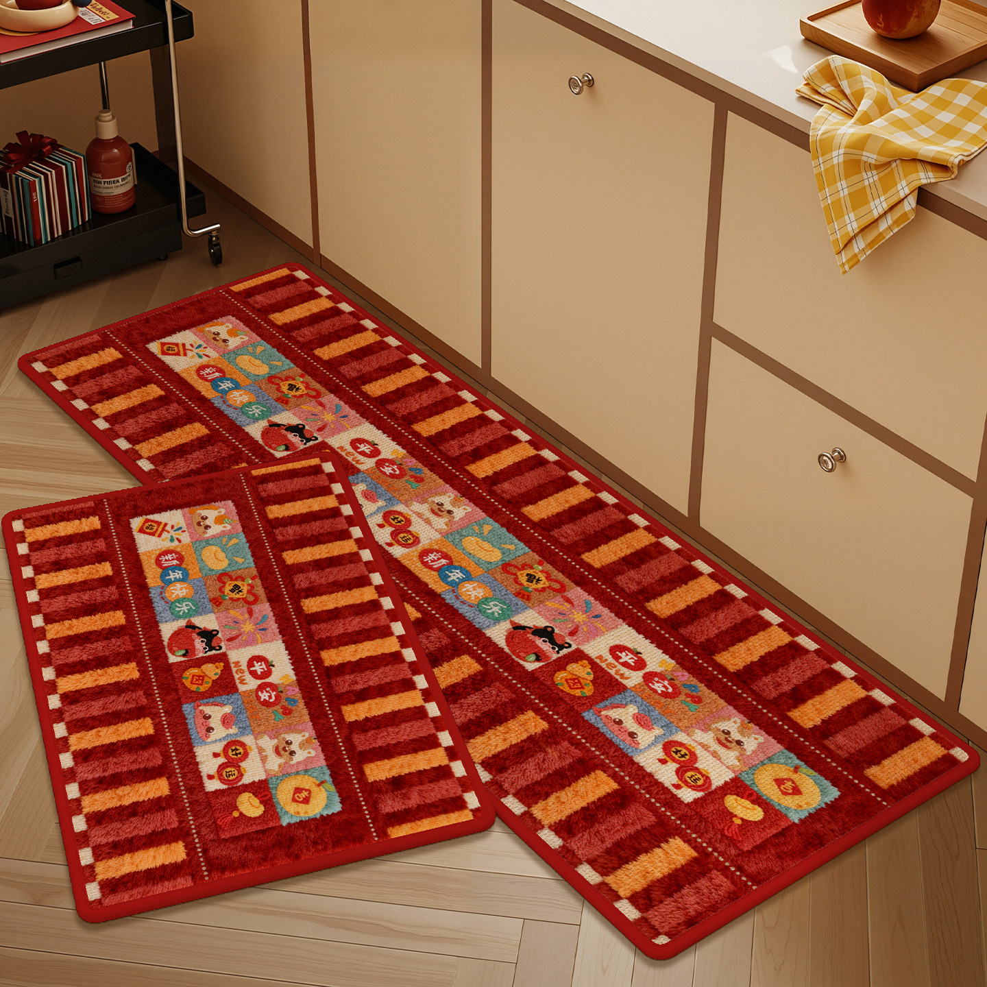 仿亚麻厨房地垫2026新款转角专用防滑防油地毯垫洗碗槽吸油吸水垫,淘宝优惠券,粉丝福利购,淘宝优惠卷