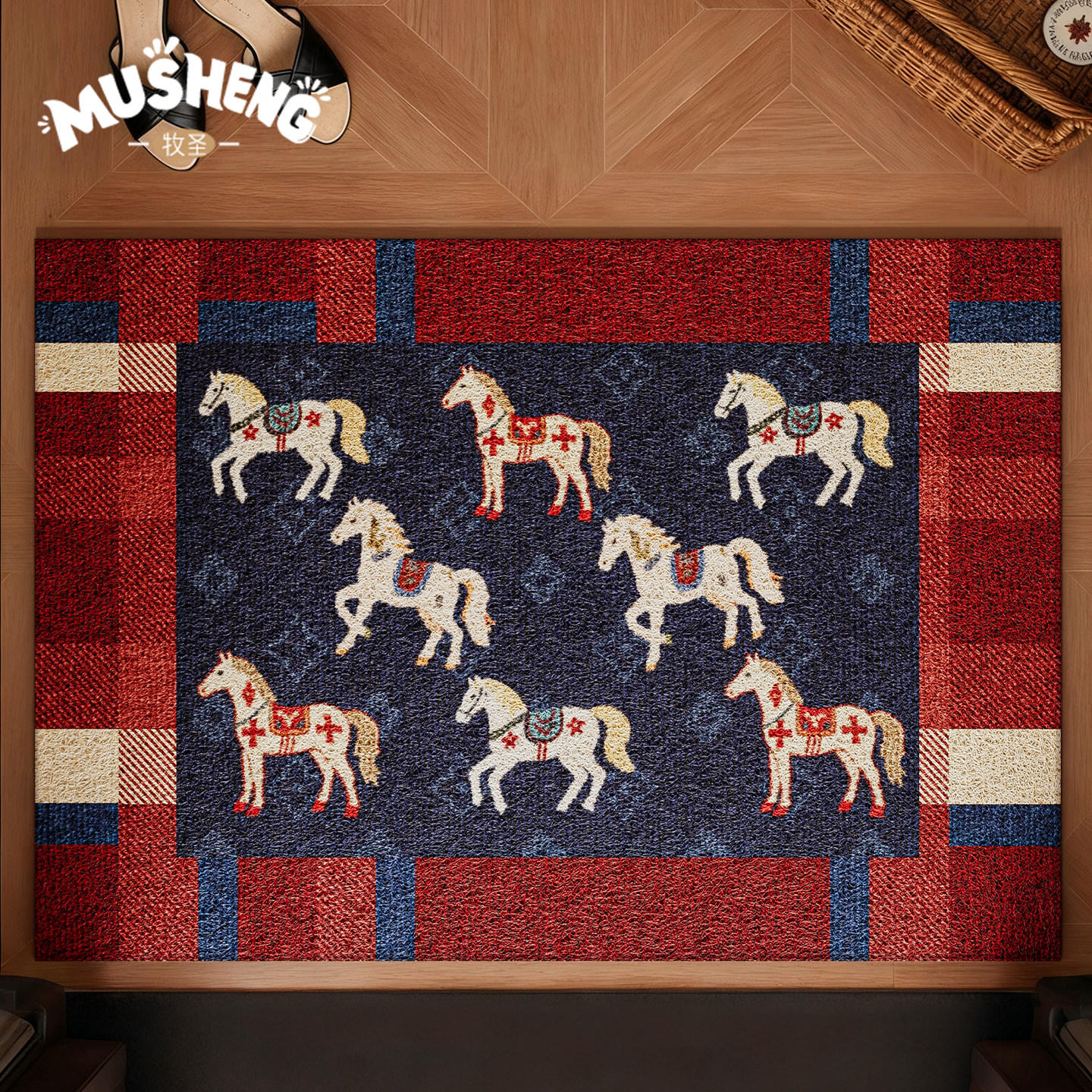 马年入户门地垫丝圈进门口耐脏防滑pvc脚垫2026新款红色刮沙地毯,淘宝优惠券,粉丝福利购,淘宝优惠卷