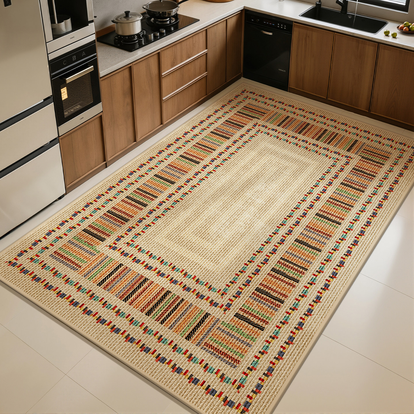Oil-absorbent kitchen floor mat, non-slip, water-absorbent, fully covered carpet