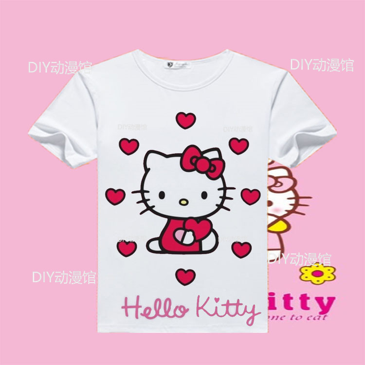 粉红Hello Kitty卡通可爱夏装短袖T恤女韩国潮牌情侣可爱衣服包邮 - 图3