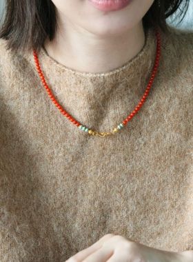 诸事如意新中式国风南红玛瑙手串如意手链项链两用款万能链锁骨链