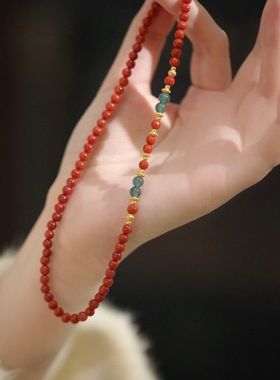 《金玉满堂》新中式红色系本命年气质款串珠手链南红玛瑙小米珠女