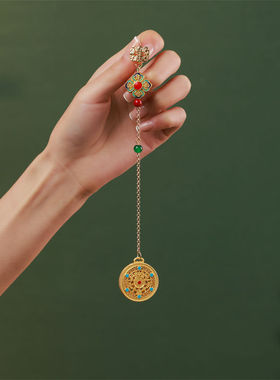 古法五福圆满保色压襟饰品挂饰挂件重视棋牌胸针吊坠手工配饰