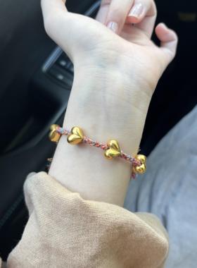 彩色编绳diy屁桃爱心手链流苏编织中式国风高级感设计手串手饰