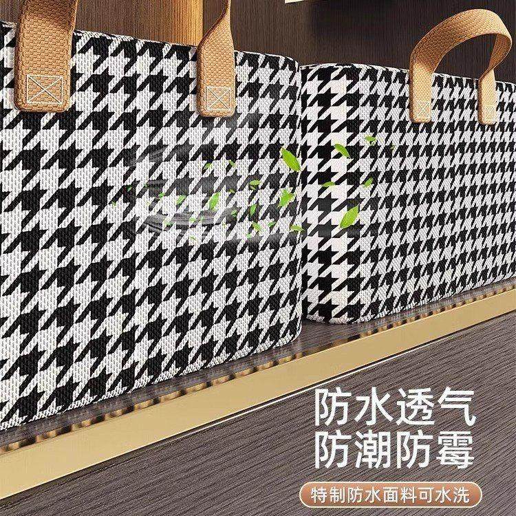 分层布艺家用裤子神器整理盒衣柜千鸟格储物衣服收纳箱筐抽屉衣物 - 图1