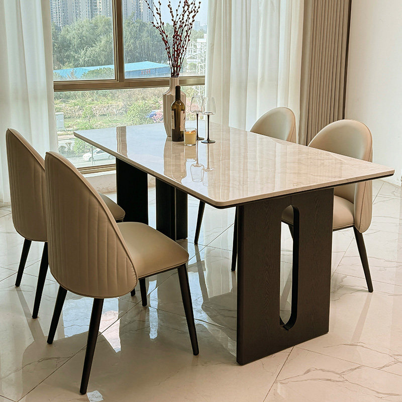 轻奢大理石餐桌长方形现代简约高级感天然微晶石奢石小户型饭桌,淘宝优惠券,粉丝福利购,淘宝优惠卷