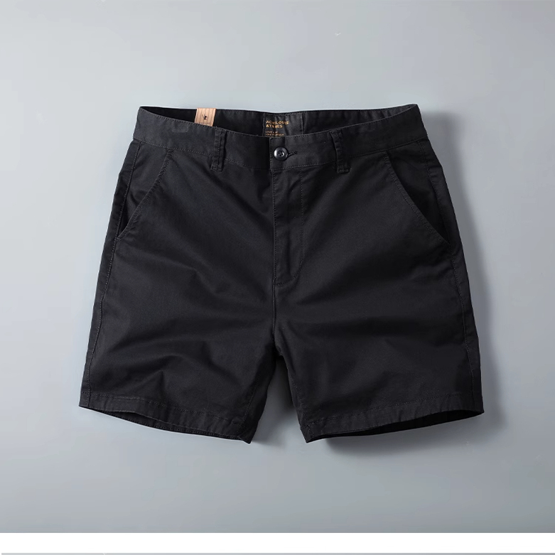美式休闲纯棉弹力四分裤男夏季潮流修身直筒卡其色工装四分短裤子 - 图3