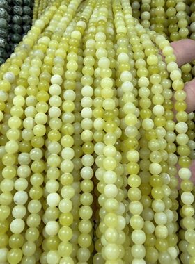天然石柠檬黄玉髓散珠半成品diy手工编织穿珠手链项链手串珠配件