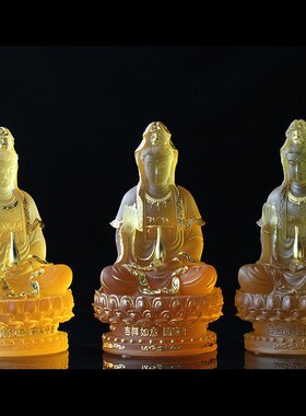 室内观音菩萨寺庙摆放琉璃佛像