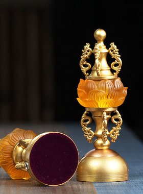 纯铜琉璃莲花灯供灯供佛摆件