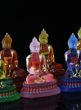 贴金药师七佛寺庙琉璃如来摆件