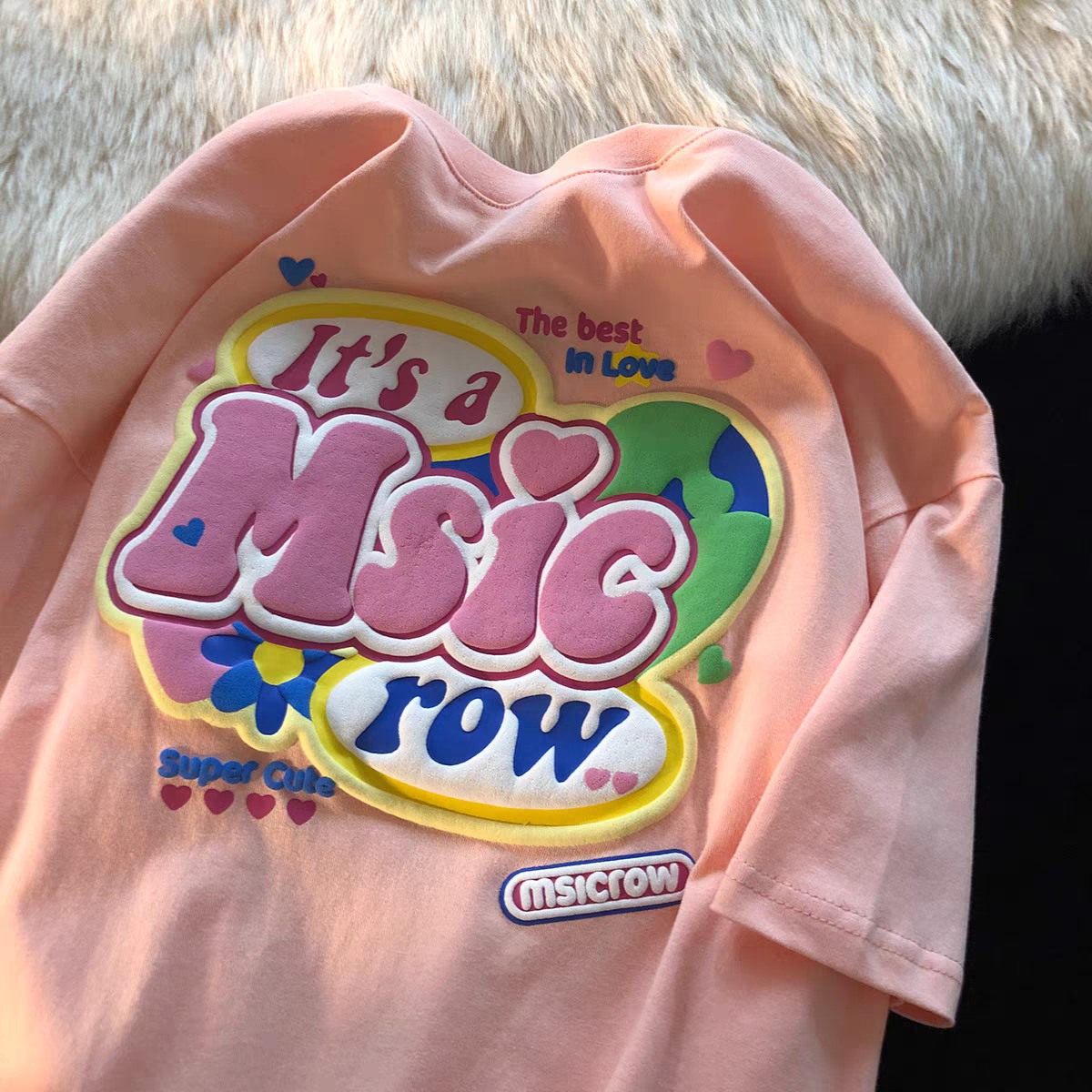 拍3件！棉棉印象美式印花复古短袖t恤女