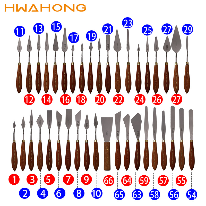 韩国华虹刮刀油画刮刀美术油画刀套装不锈钢水粉铲刀024号油画棒铲001肌理调色刀005造型铲进口Hwahong 抹刀