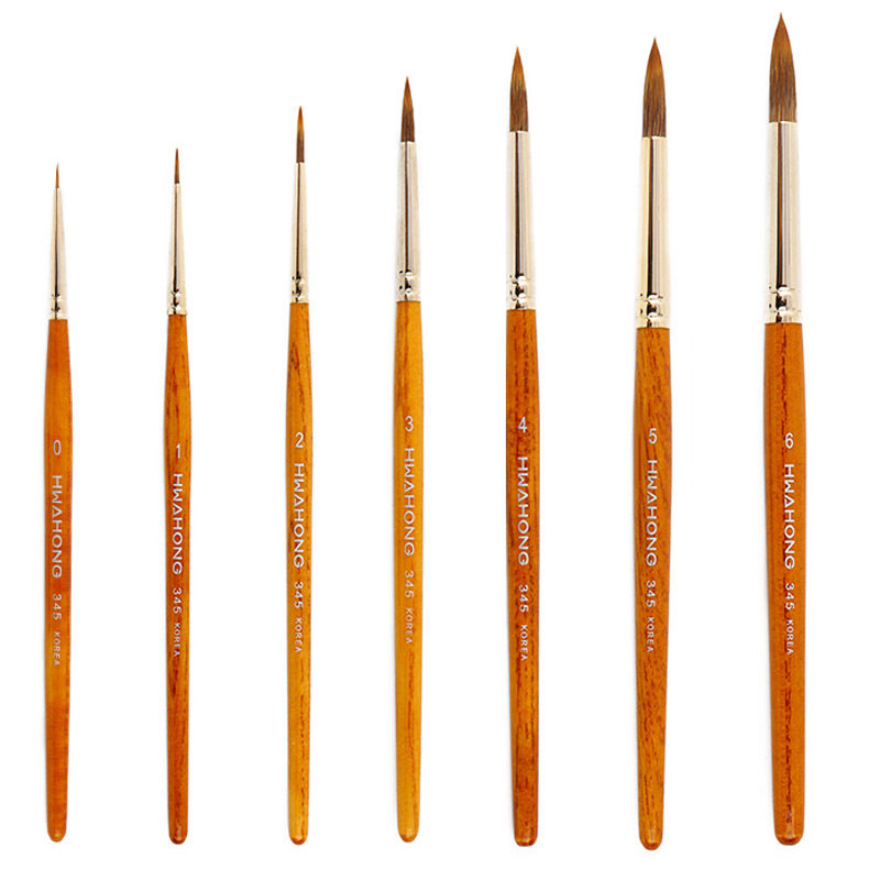 华虹345水彩笔尼龙毛圆头勾线笔细头水彩画笔HwaHong水粉笔单支 白描笔 宏单只美术生短杆韩国进口套装包邮,淘宝优惠券,粉丝福利购,淘宝优惠卷
