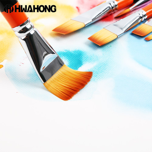 华虹948水粉画笔尼龙毛Hwahong单只油画笔6号平头画笔集训专业3号4号 7号美术生专用进口韩国 画笔套装 包邮 - 图2