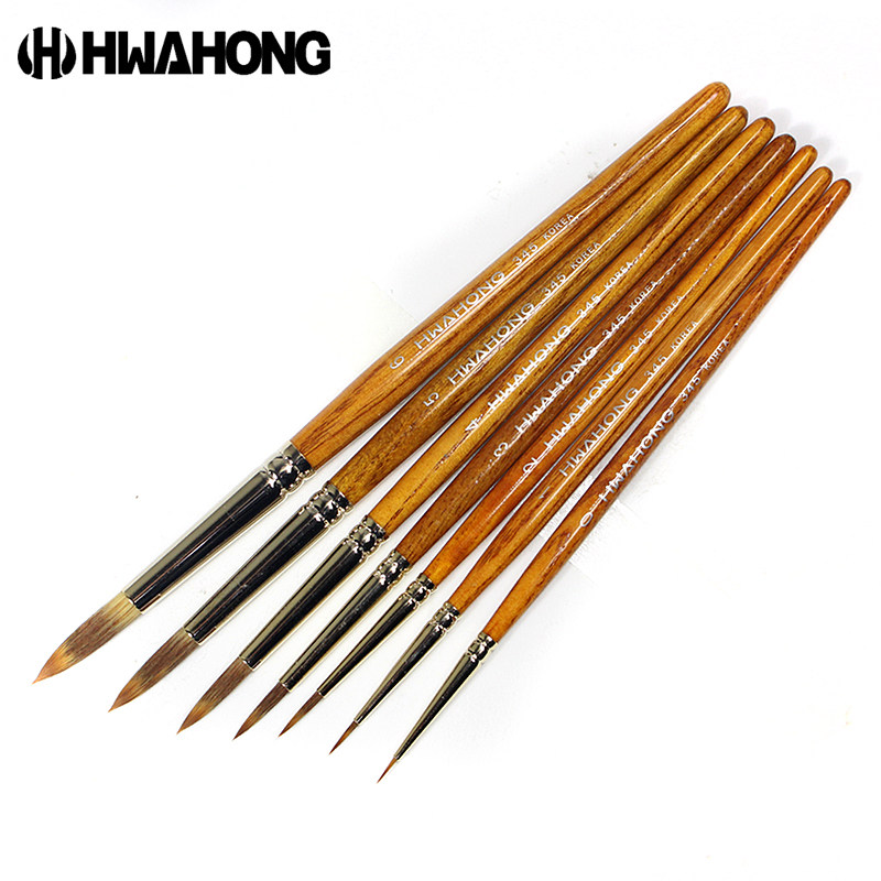 华虹345水彩笔尼龙毛圆头勾线笔细头水彩画笔HwaHong水粉笔单支 白描笔 宏单只美术生短杆韩国进口套装包邮,淘宝优惠券,粉丝福利购,淘宝优惠卷