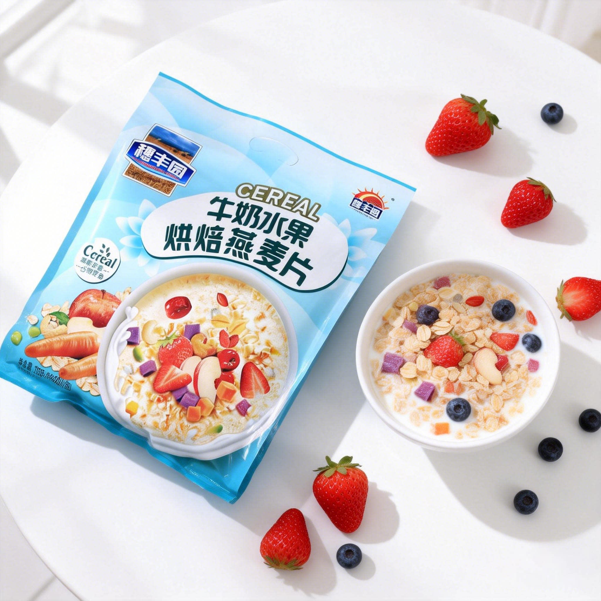 牛奶水果烘培燕麦片早餐冲泡即食精选好吃美味健康易饱腹