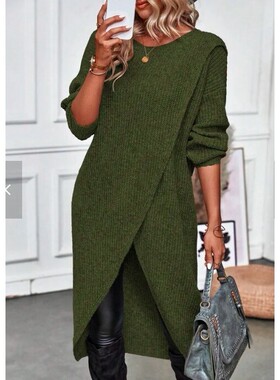 New Women's Knitted Long Dress Coat Knitted Sweater Autumn