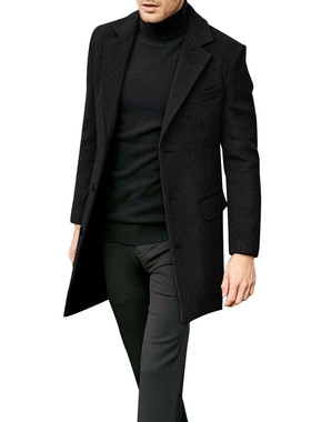 Men's long sleeved woolen coat, autumn and winter coat top