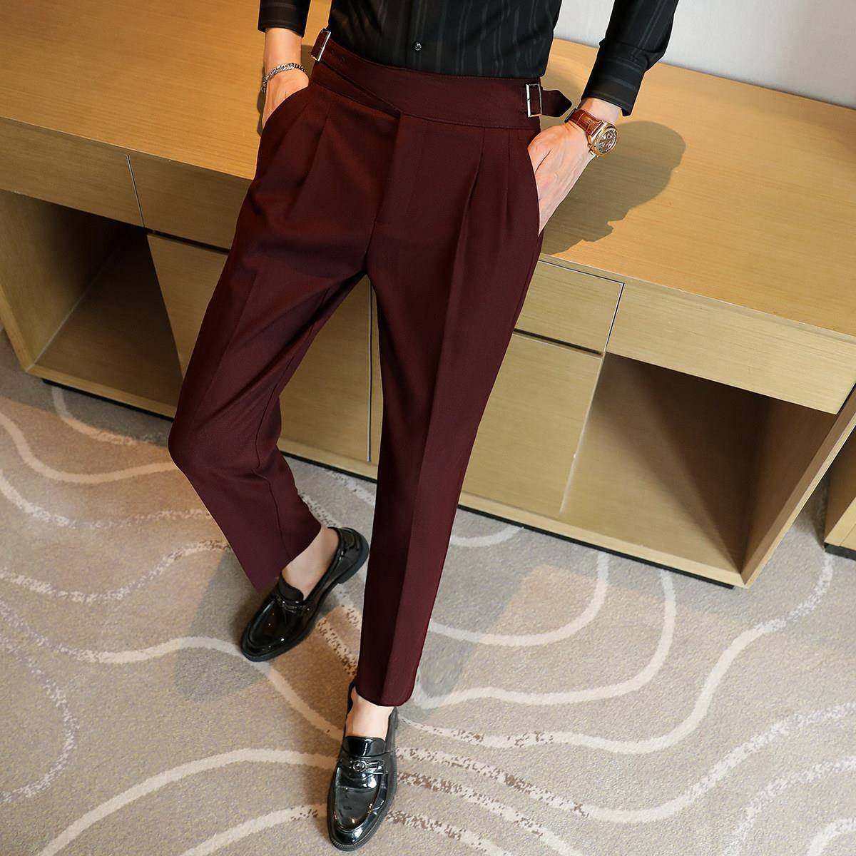 暗条纹男士高腰西裤轻奢高端休闲长裤商务直筒西装裤0119w,淘宝优惠券,粉丝福利购,淘宝优惠卷