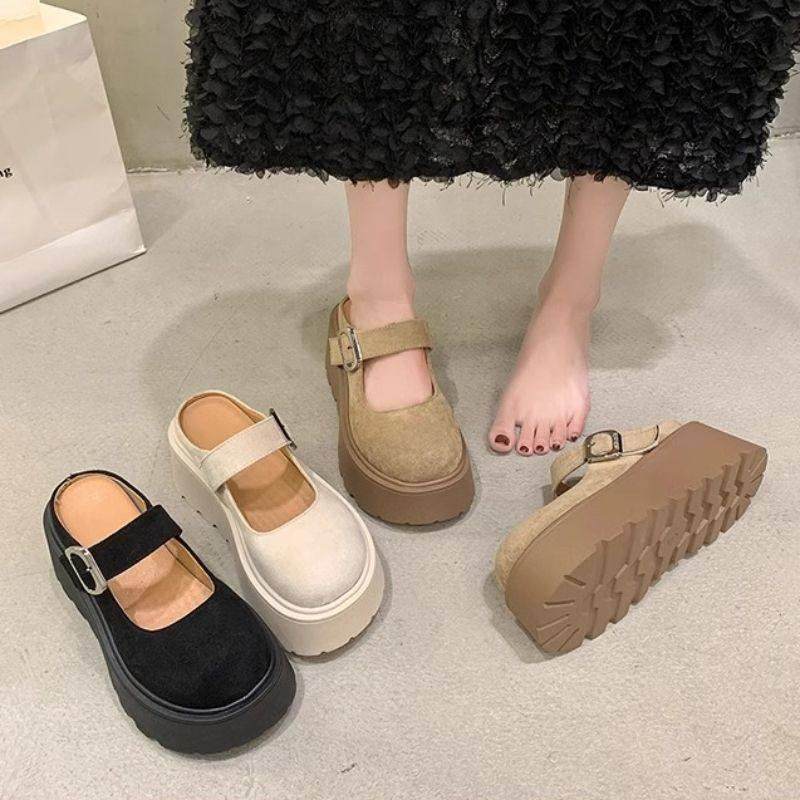 法式包头玛丽珍半拖鞋女2026年春季新款小个子增高厚底松糕0115w,淘宝优惠券,粉丝福利购,淘宝优惠卷