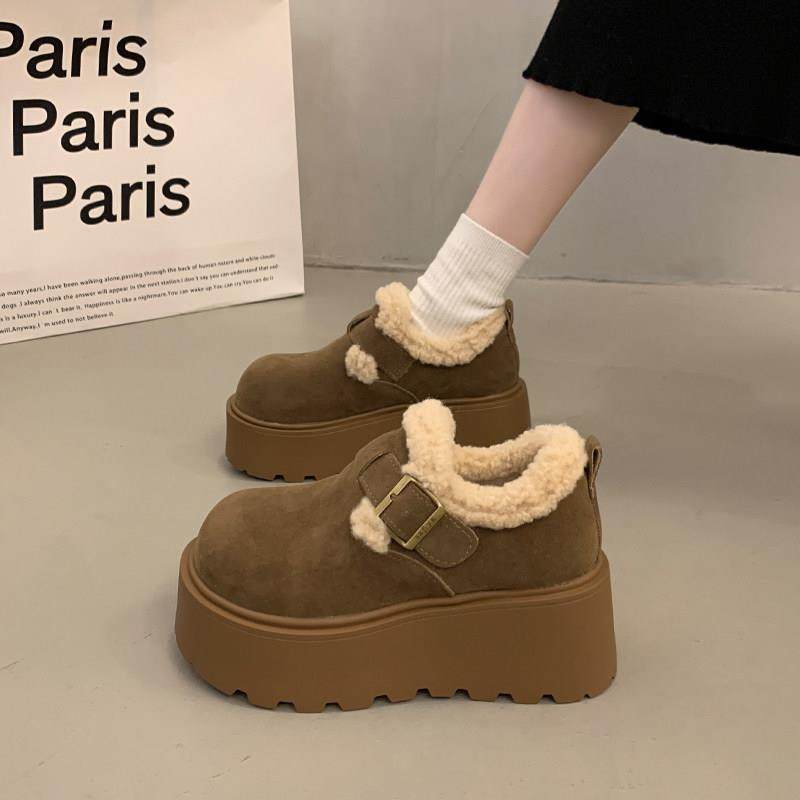增高加绒毛毛勃肯鞋女2026新款厚底靴春秋乐福鞋覆古保暖棉0115w,淘宝优惠券,粉丝福利购,淘宝优惠卷