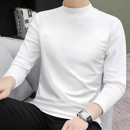 秋冬男士德绒打底衫藏色半高领保暖上衣男加内搭修身纯色秋1216k