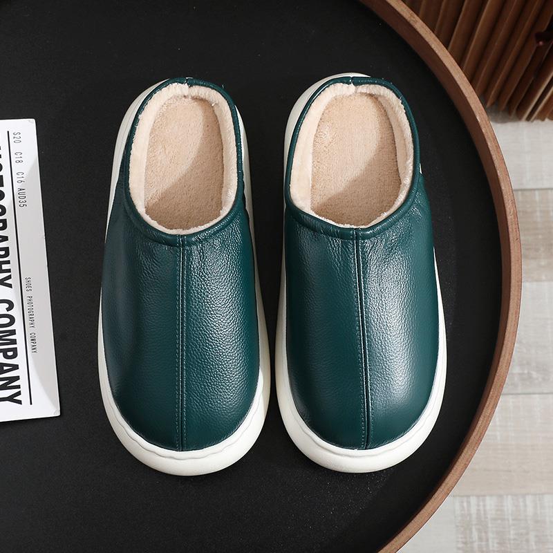 秋冬新款棉拖鞋男女室内居家防滑加厚绒软底静音家用低包跟1004z - 图0