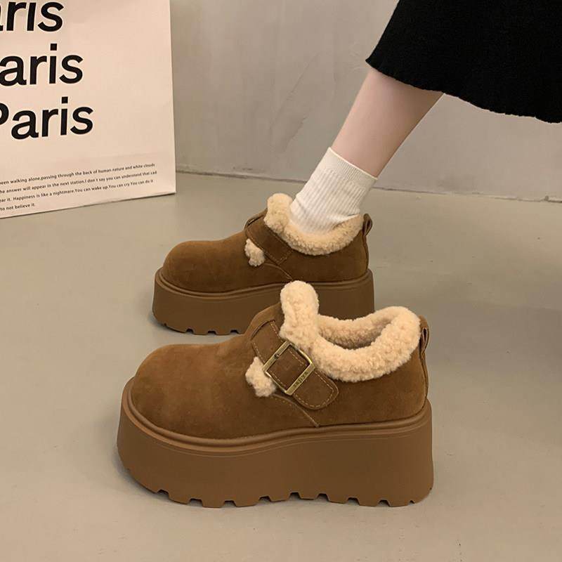增高加绒毛毛勃肯鞋女2026新款厚底靴春秋乐福鞋覆古保暖棉0115w,淘宝优惠券,粉丝福利购,淘宝优惠卷