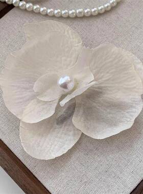 高级感氛围感仙花朵蝴蝶兰发夹发卡发饰甜美风汉服头饰鸭嘴0729k