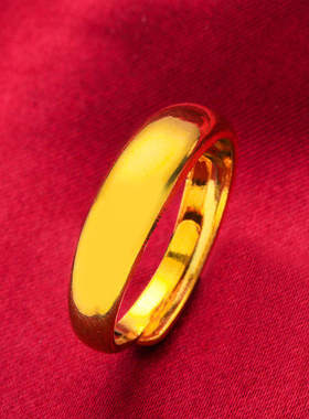 新款满天星男式戒指 越南指环开口女士 24K镀沙金金情侣 加宽厚金