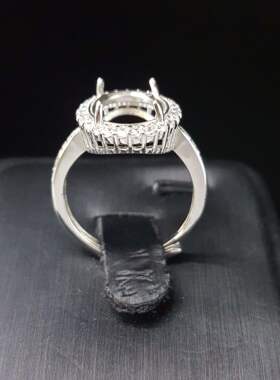 女小众设计不掉色S925银戒指空托 蛋面6m 8 6x8 8x10 10x12 天然