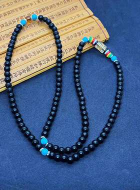 新中式六字箴言佛珠多圈文玩手串男女108颗开运国风手链