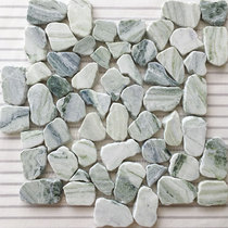 Light Green Marble Mosaic Wall Sticker Stone Dandong Green Crushed Goose Pebble Round Shower Room Bathroom Bar Terrace