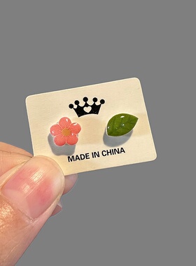 原创ins树叶花朵耳钉甜美简约