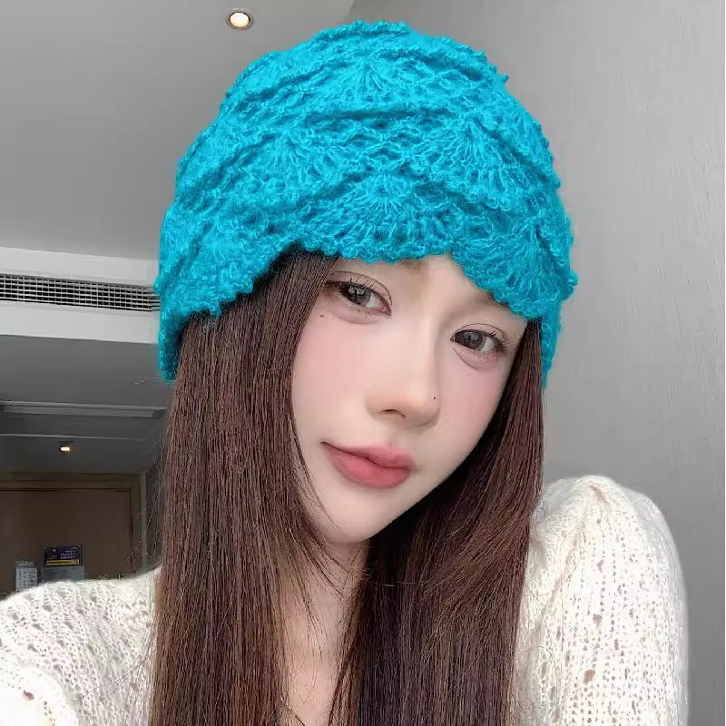 手工钩花针织帽子女2025新款秋冬季日系百搭保暖冷帽显脸小包头帽,淘宝优惠券,粉丝福利购,淘宝优惠卷