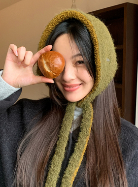 冬季韩版毛绒绑带护耳帽女士保暖