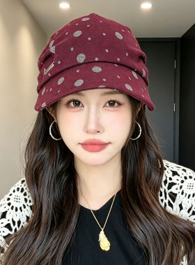 韩系复古波点显脸小鸭舌帽女款