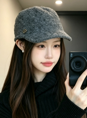 冬季韩版保暖显脸小鸭舌帽女款