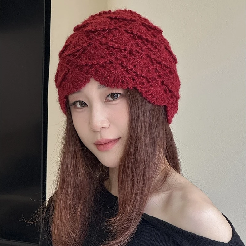 手工钩花针织帽子女2025新款秋冬季日系百搭保暖冷帽显脸小包头帽,淘宝优惠券,粉丝福利购,淘宝优惠卷