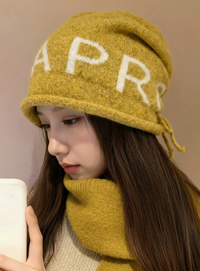 秋冬女款保暖显脸小针织堆堆帽