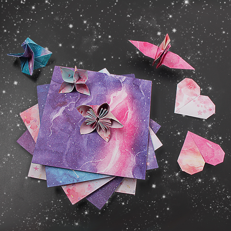 星空彩色碎印花手工折纸儿童剪纸