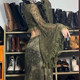 Retro Forest Green Lace Bell Sleeve Cardigan